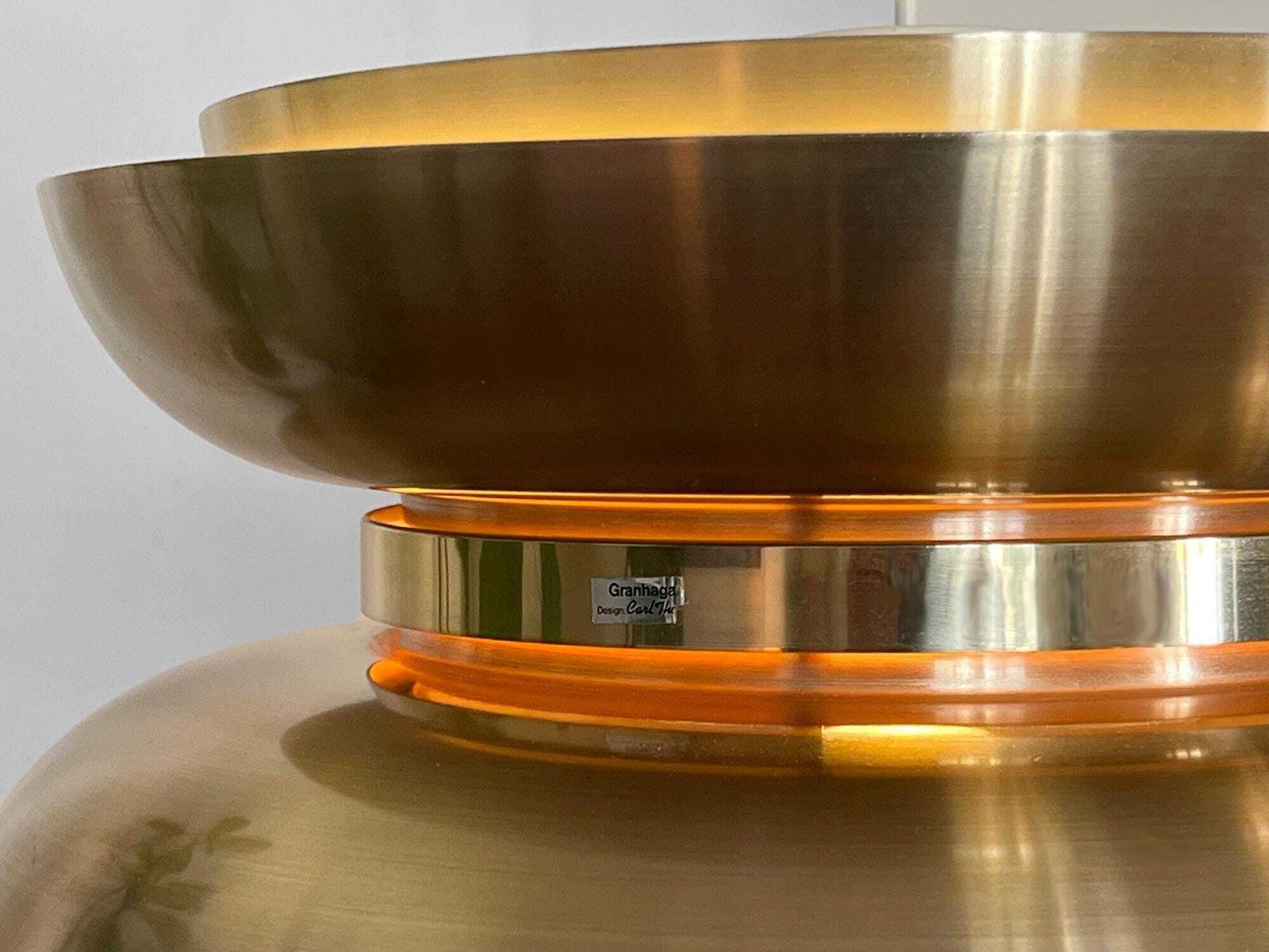 Golden Pendant Light By Carl Thore For Granhaga Metall. Sweden 1970s photo buy
