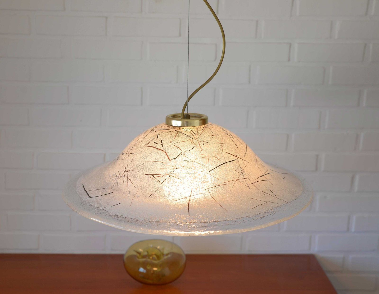 Extra Large Vintage Murano Glass Chandelier From The 1970's Made In Italy / Unique Pendant Light For Dining Room / Handmade Hanging Lamp