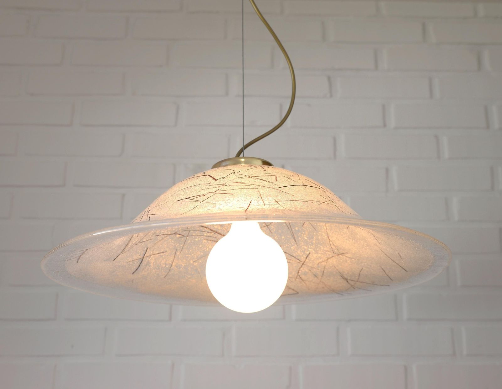 Extra Large Vintage Murano Glass Chandelier From The 1970's Made In Italy / Unique Pendant Light For Dining Room / Handmade Hanging Lamp photo for sale