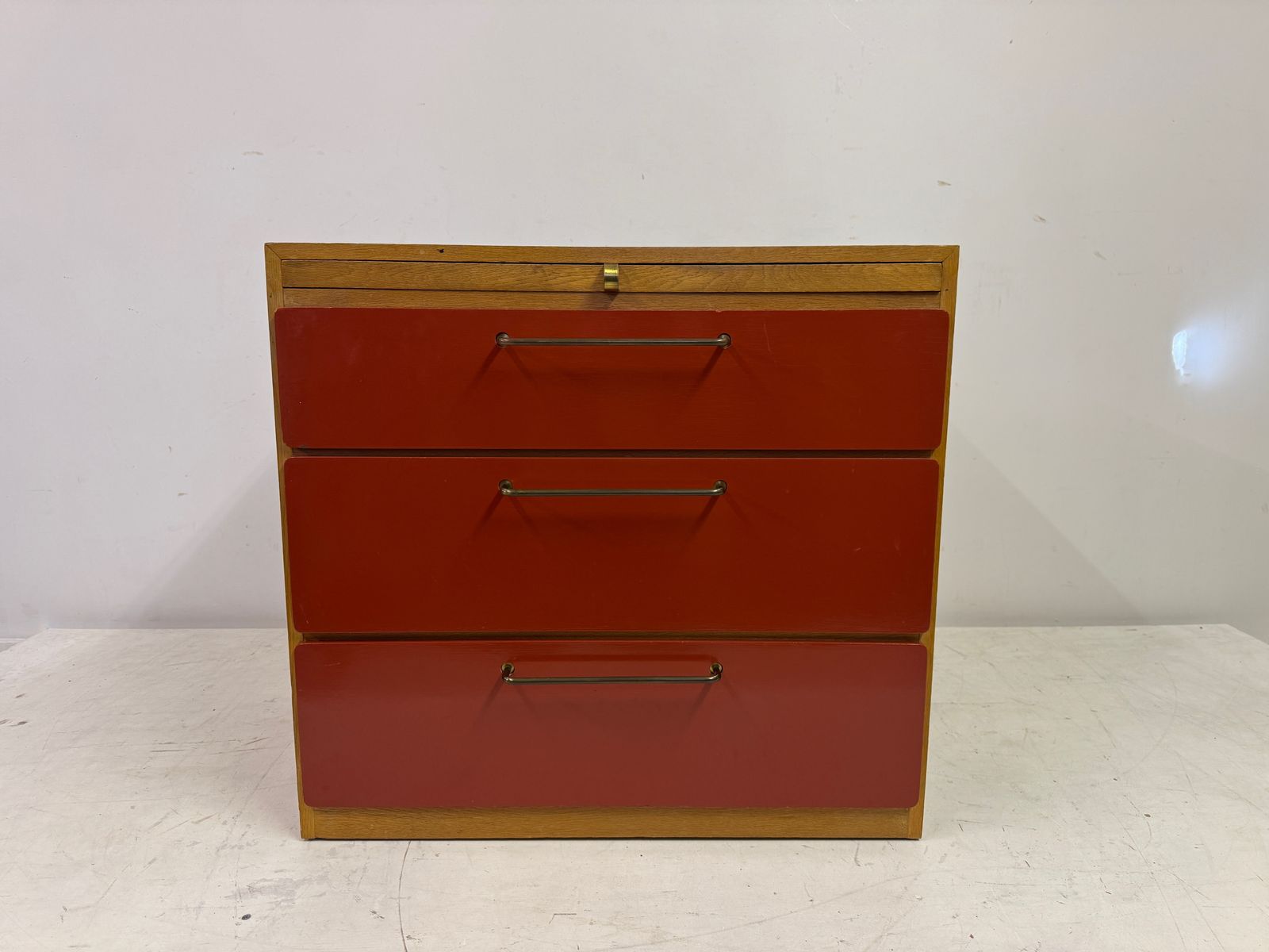 1960s Red Chest Of Drawers With Pull Out Slide By Heals photo furniture