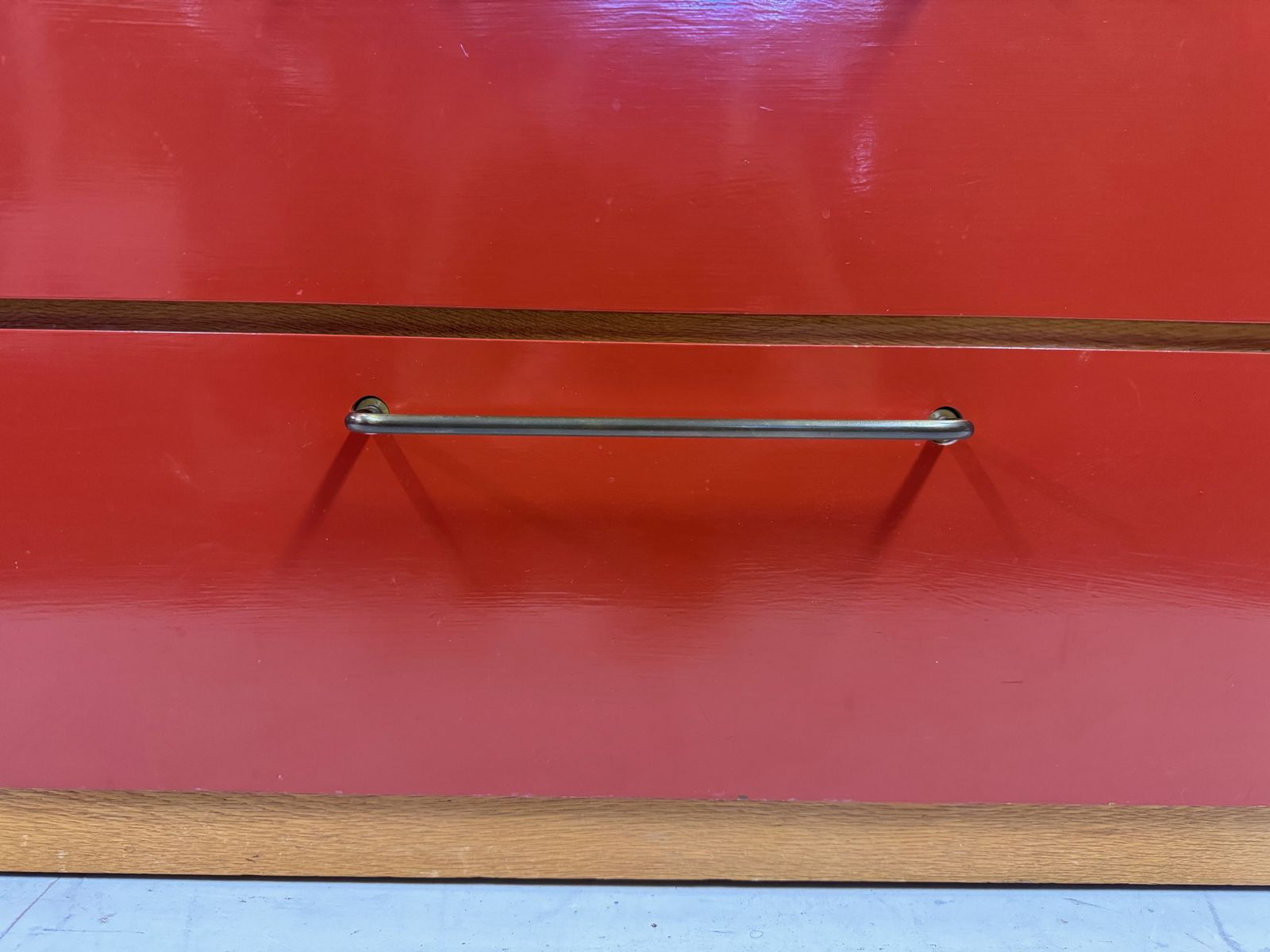 1960s Red Chest Of Drawers With Pull Out Slide By Heals photo 795.0