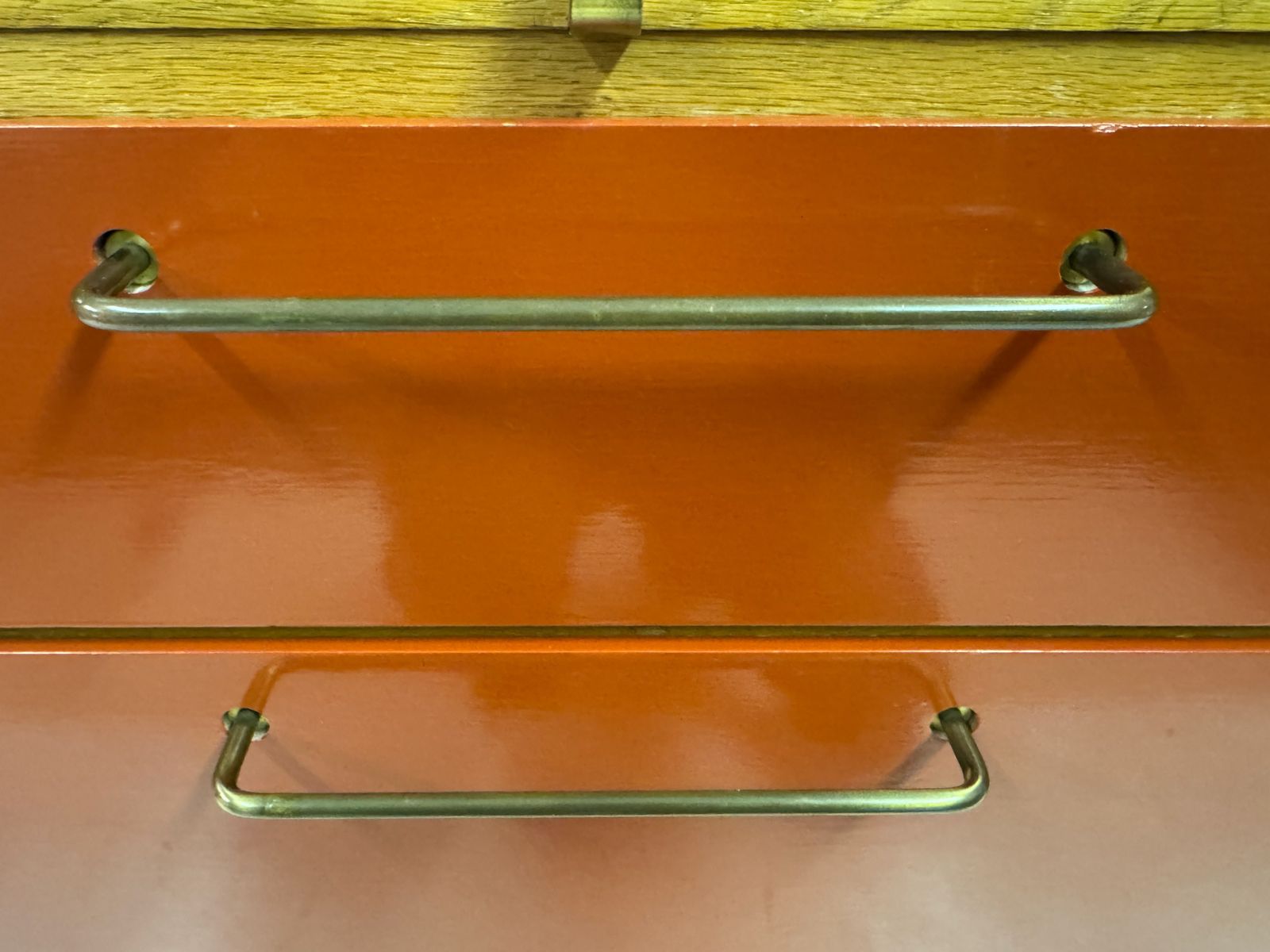 1960s Red Chest Of Drawers With Pull Out Slide By Heals photo buy