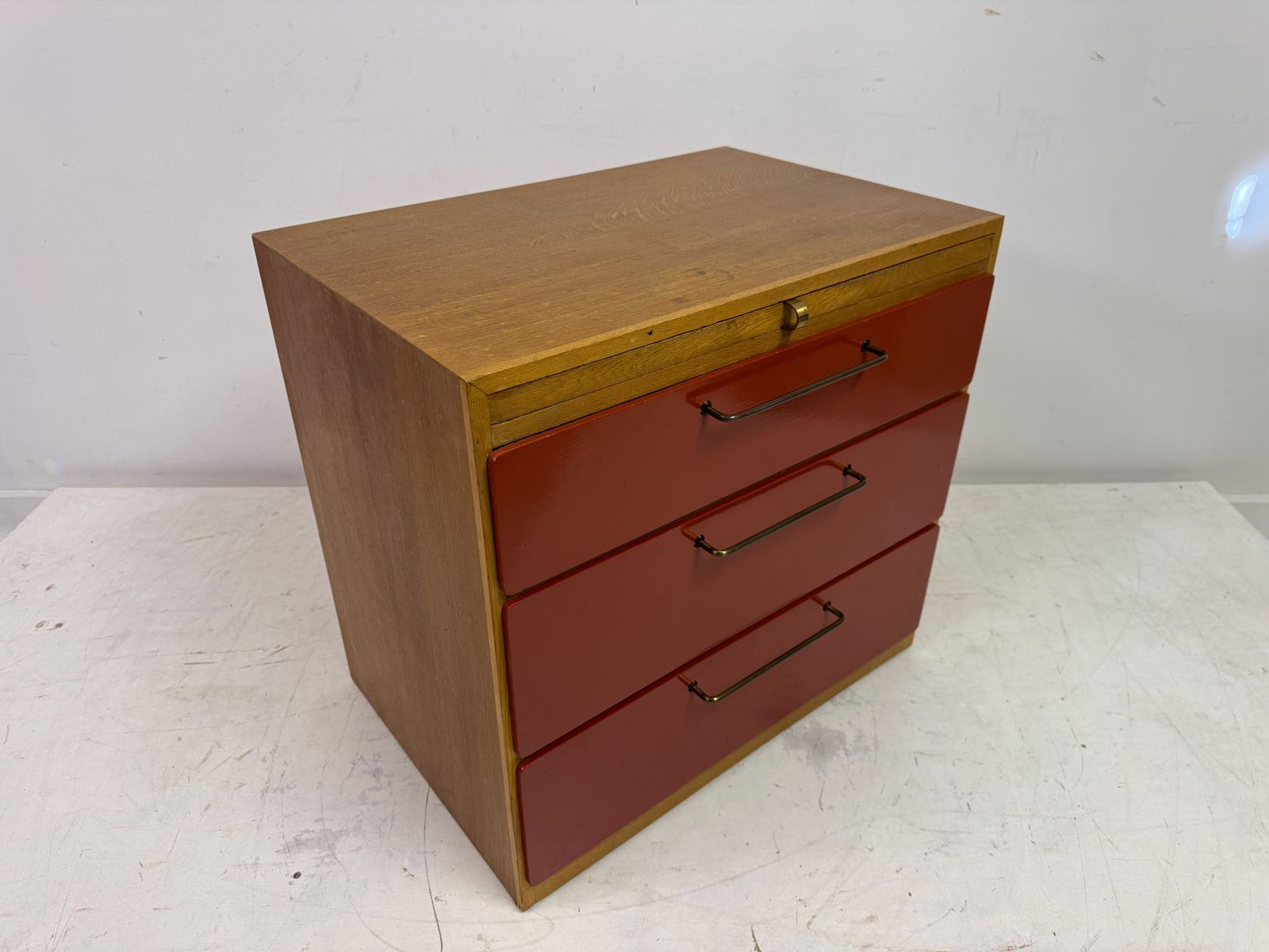 photo buy 1960s Red Chest Of Drawers With Pull Out Slide By Heals
