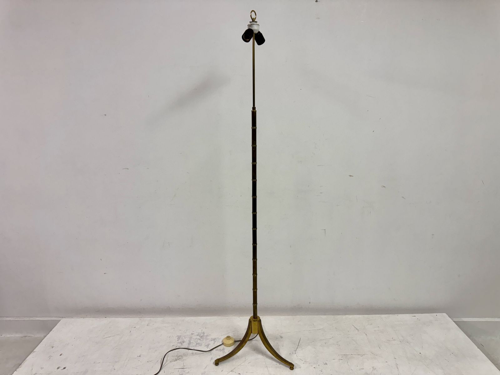 1970s French Faux Bamboo Floor Lamp In Brass photo Lighting