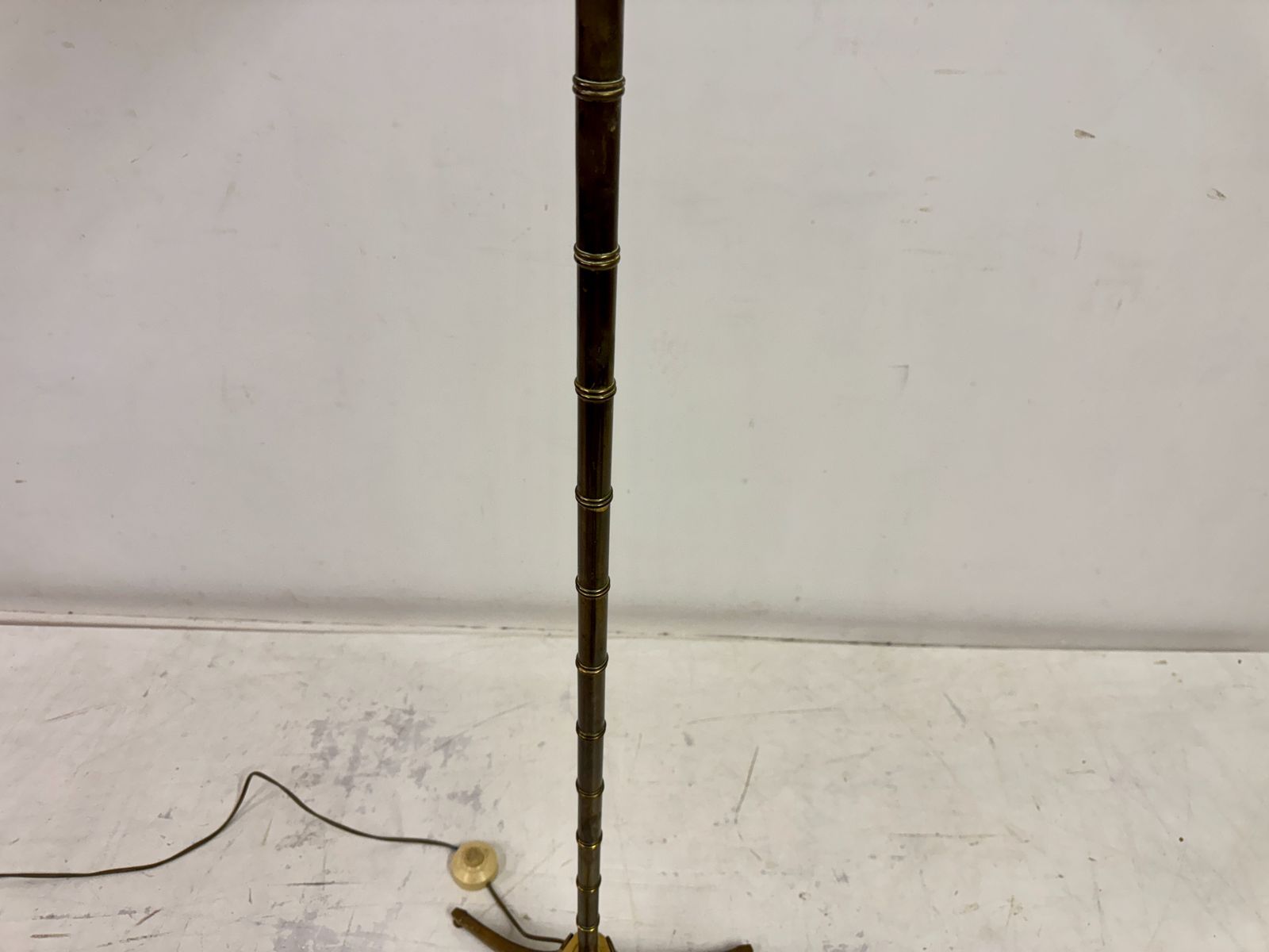 photo furniture 1970s French Faux Bamboo Floor Lamp In Brass