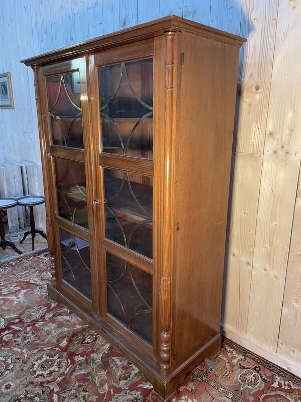 Bibliothèque   Vitrine Anglaise En Acajou Et Laiton photo vintage