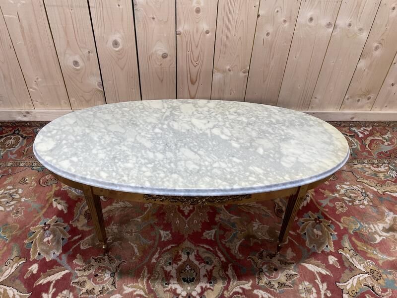 Table Basse Ovale De Style Louis Xvien Laiton Et Marbre photo Garden Furniture