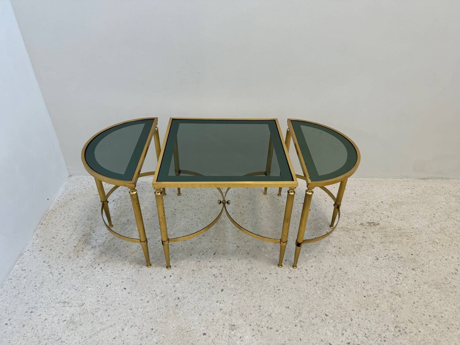 Neo Classic Coffee Table In Brass And Smoked Glass photo furniture
