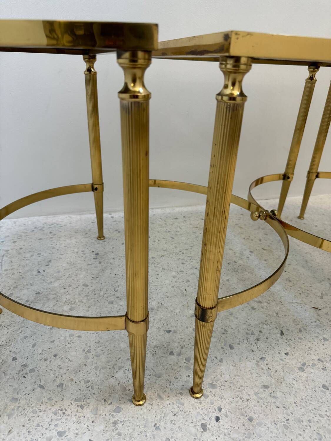Furniture Neo Classic Coffee Table In Brass And Smoked Glass photo
