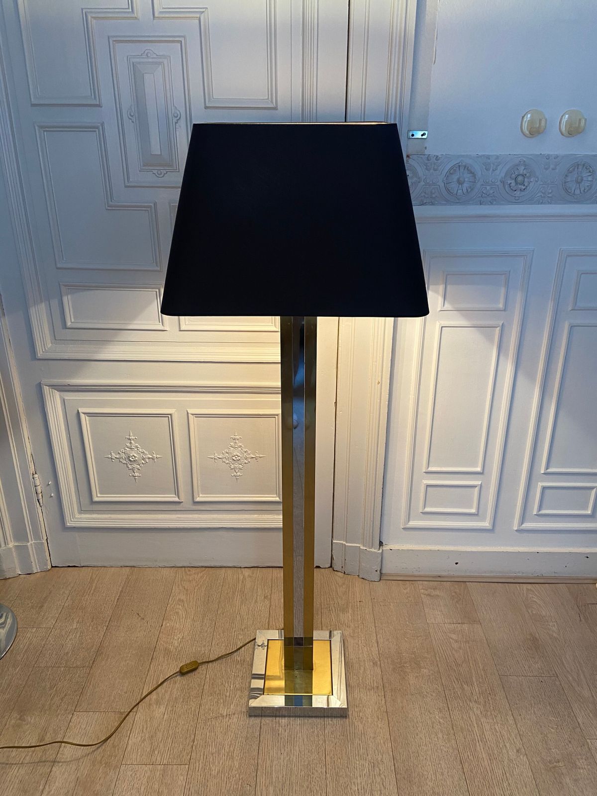 Chrome And Gold Lamp, Italy, 1970 photo furniture