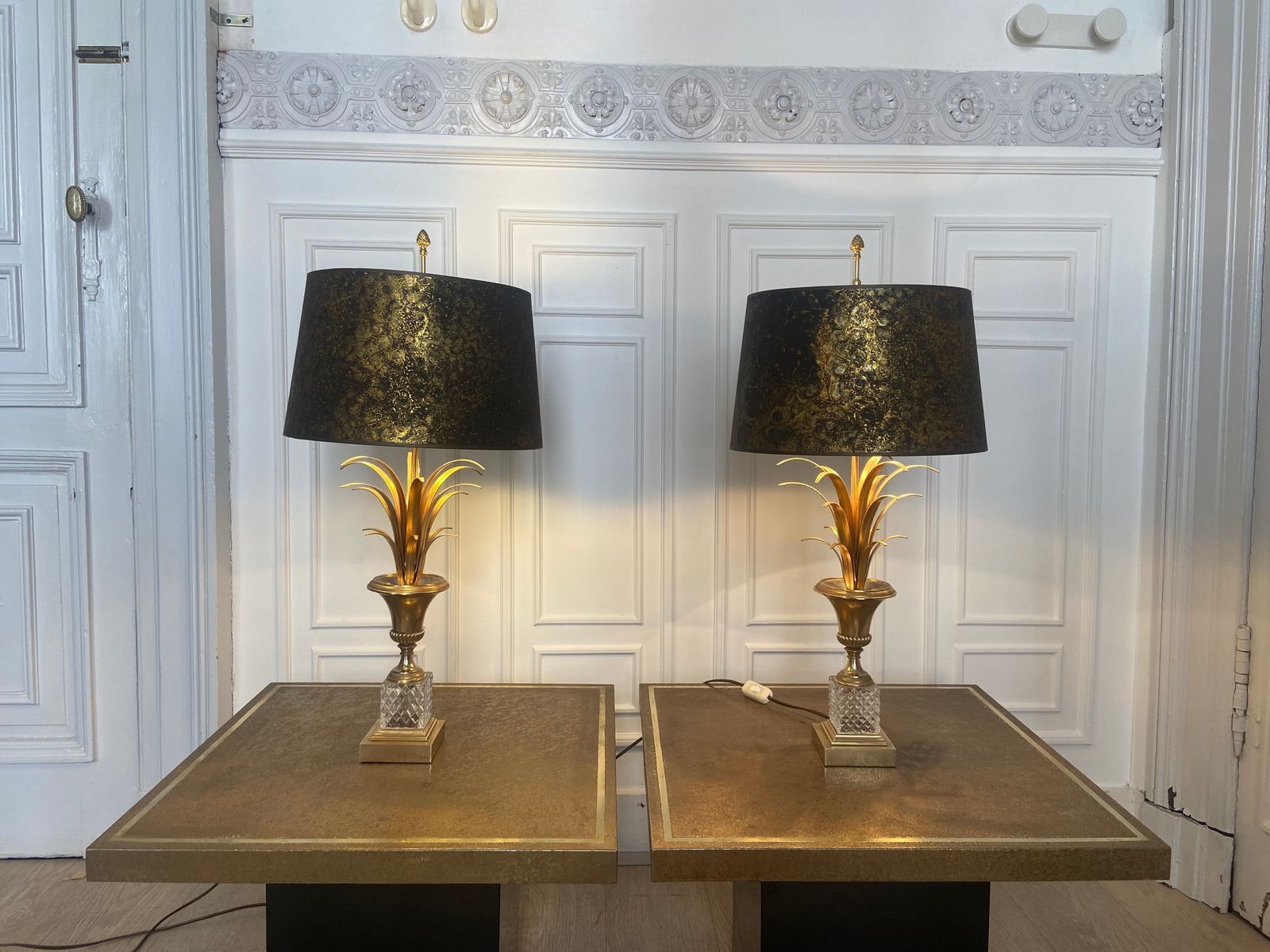 Pair Of Palm Lamps   Baker's Pineapple, Belgium, 1970 photo vintage