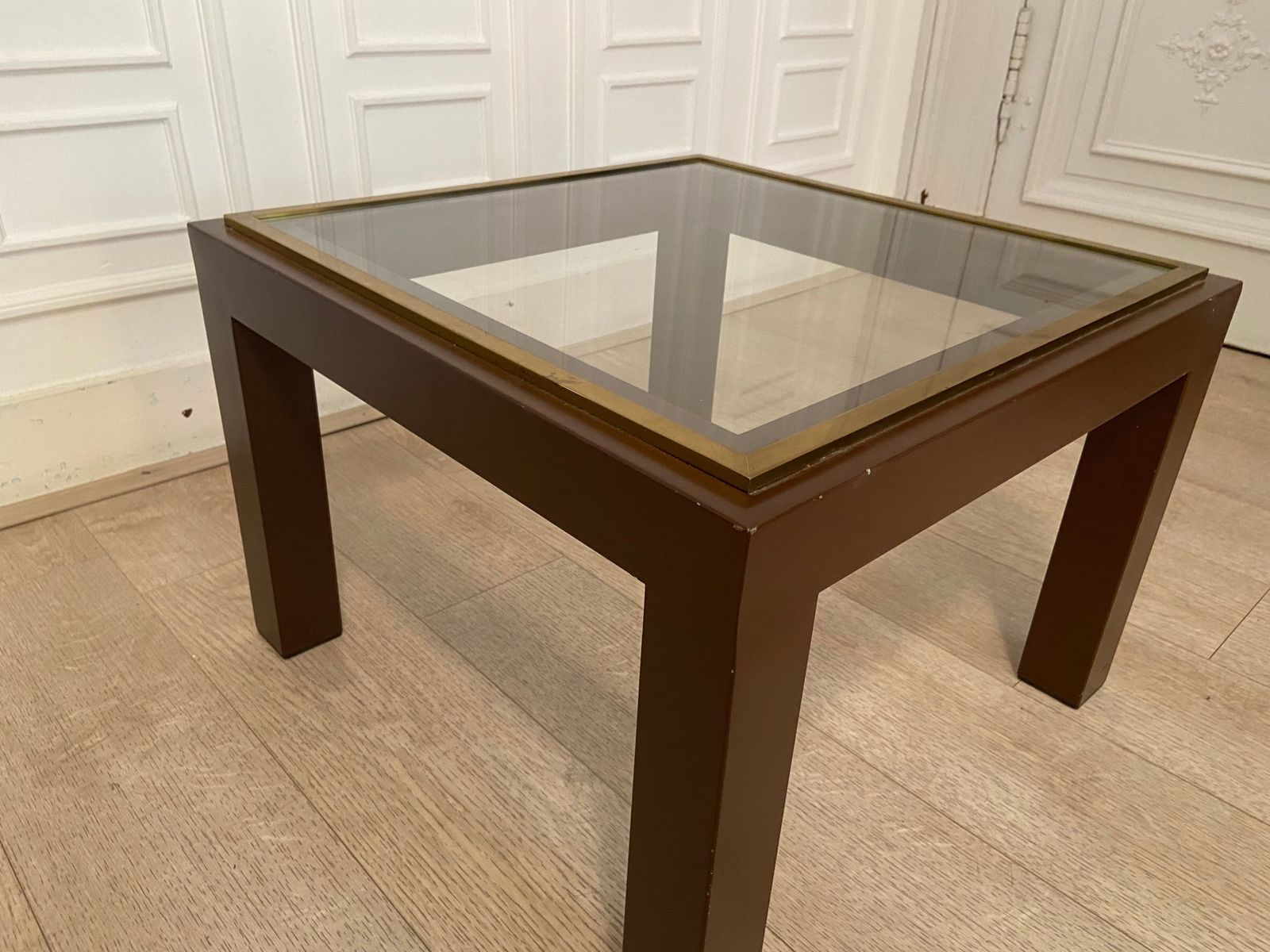 Brown Laqué Steel Coffee Table, Belgium, 1980 photo 247.0