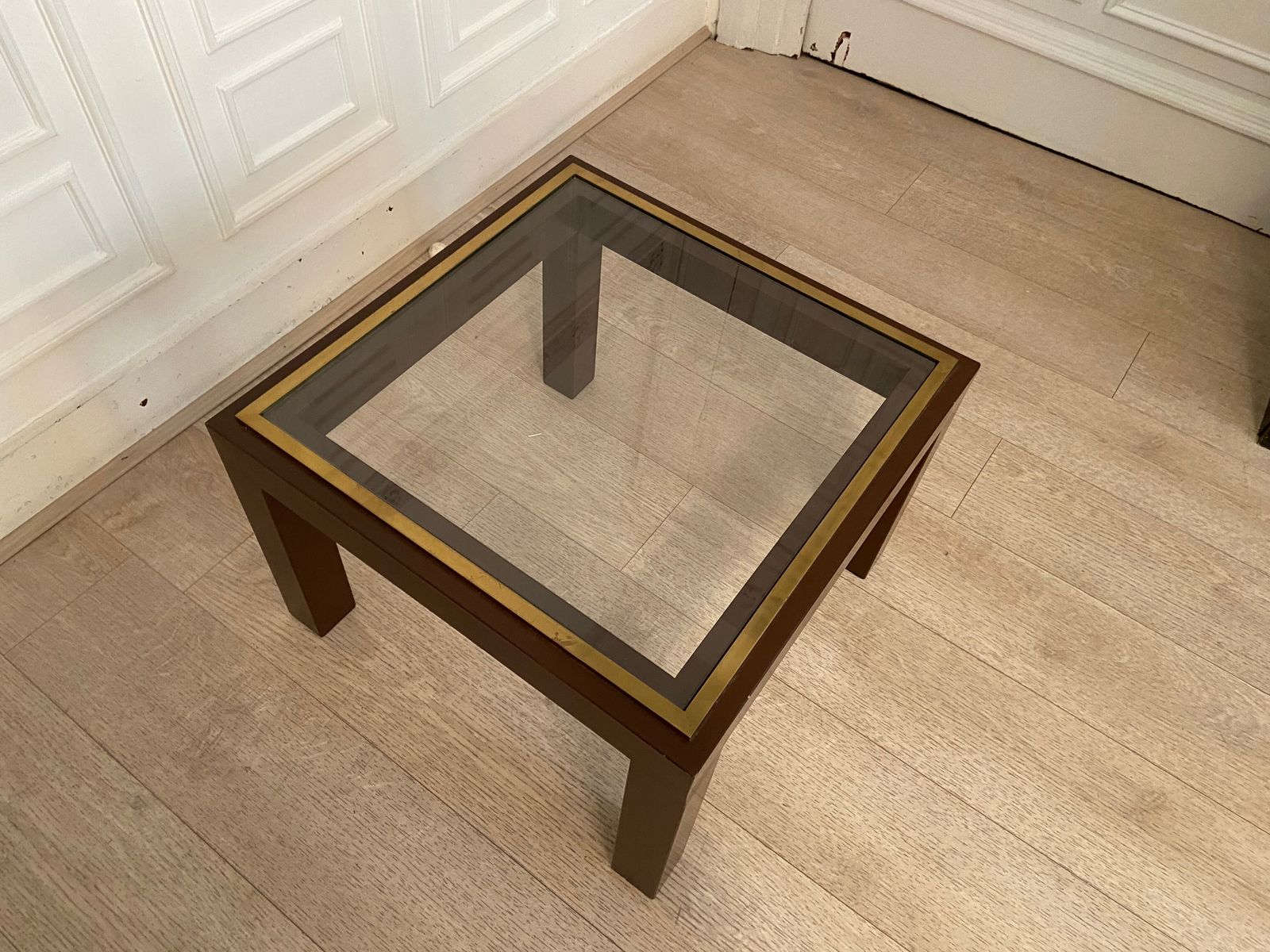 Brown Laqué Steel Coffee Table, Belgium, 1980 photo buy