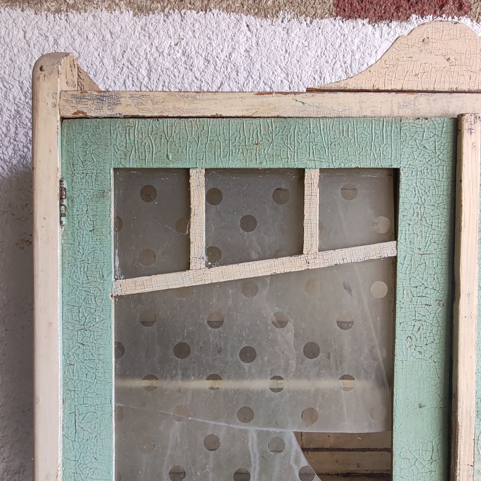 Unique 1890s Hungarian Rustic Dresser Handcrafted, Cream & Green Patina Cupboard photo 182.0
