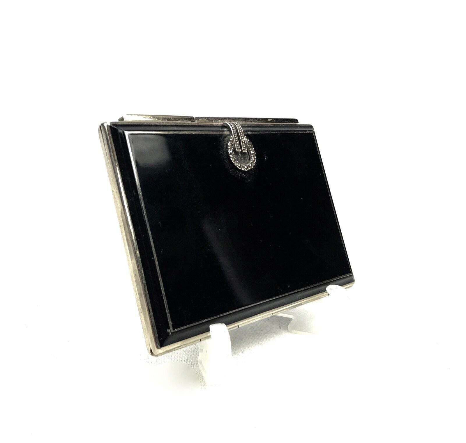Art Dec Compact With Self Cleaning Mirror / Enamelled Case/ Power Compact photo 99.0