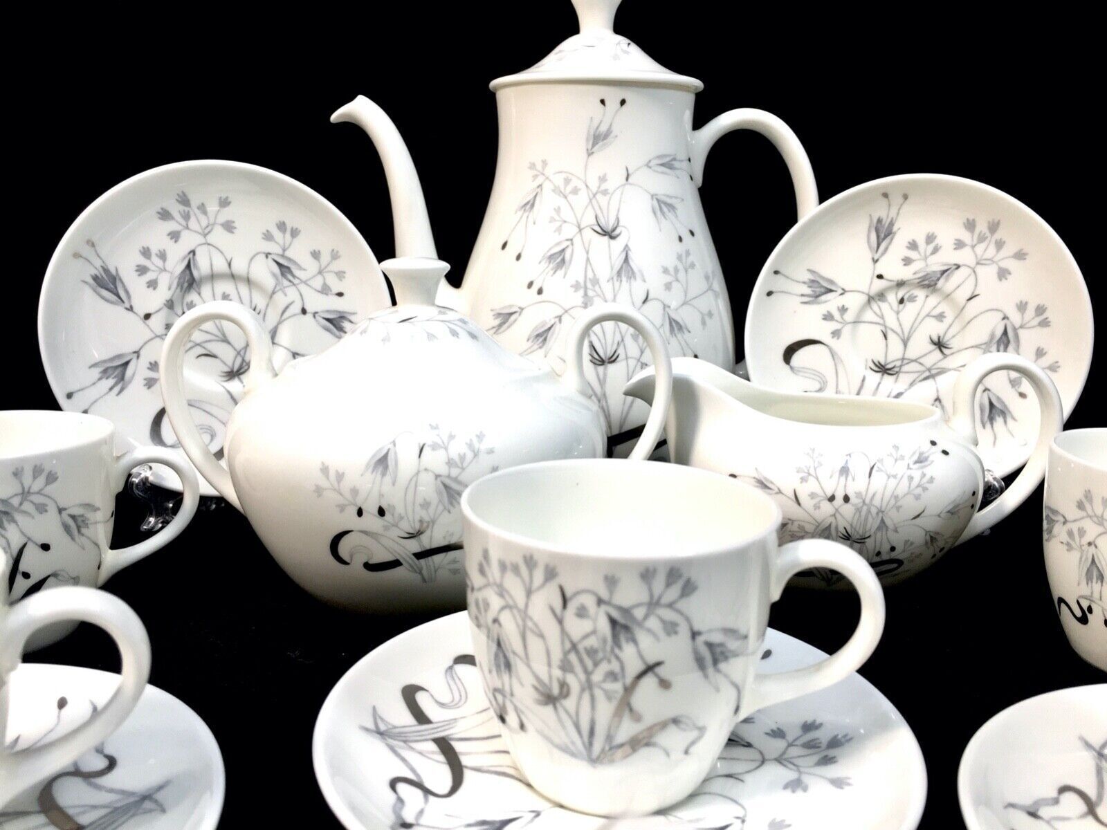 Antique Wedgwood Coffee Set   Wild Oats W4166   For 6 People / Vintage China photo 125.0