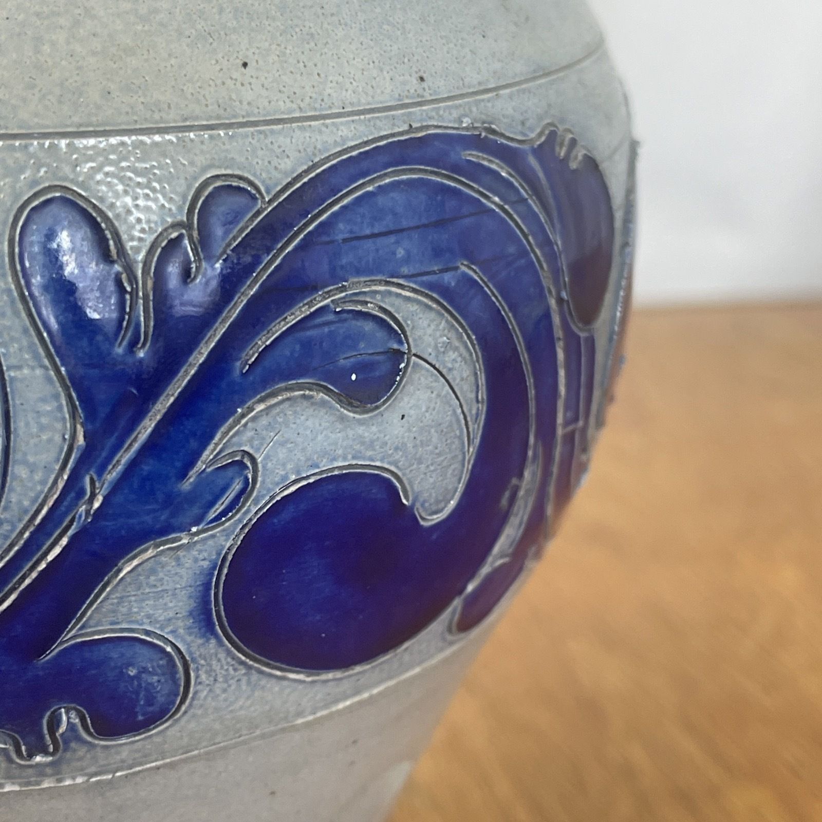 Antique German Salt Glazed Jug 1 1/2 Pitcher Cobalt Blue 19th Century Stoneware photo vintage