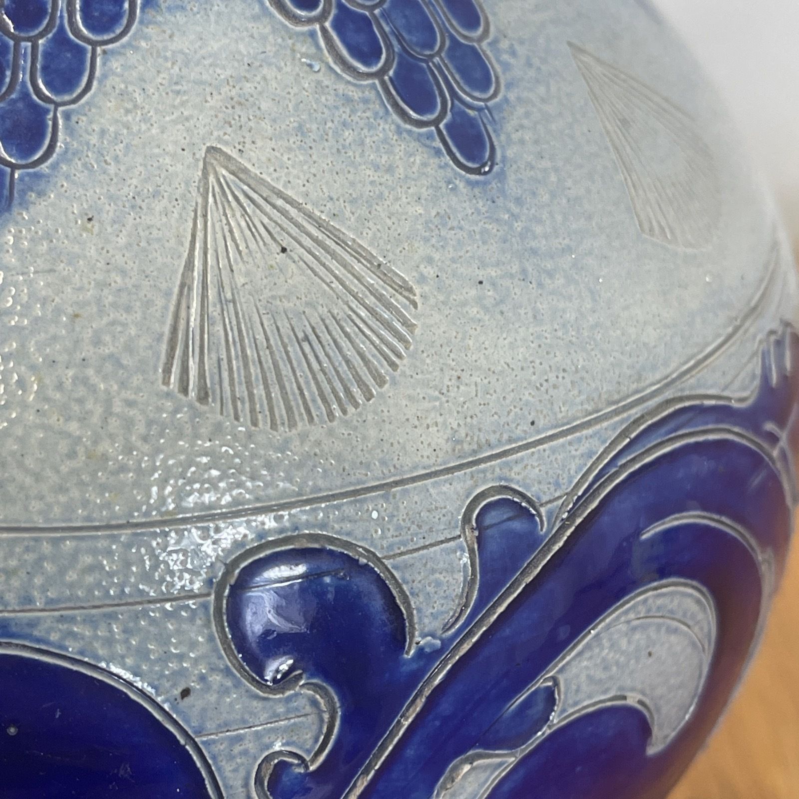 photo for sale Antique German Salt Glazed Jug 1 1/2 Pitcher Cobalt Blue 19th Century Stoneware