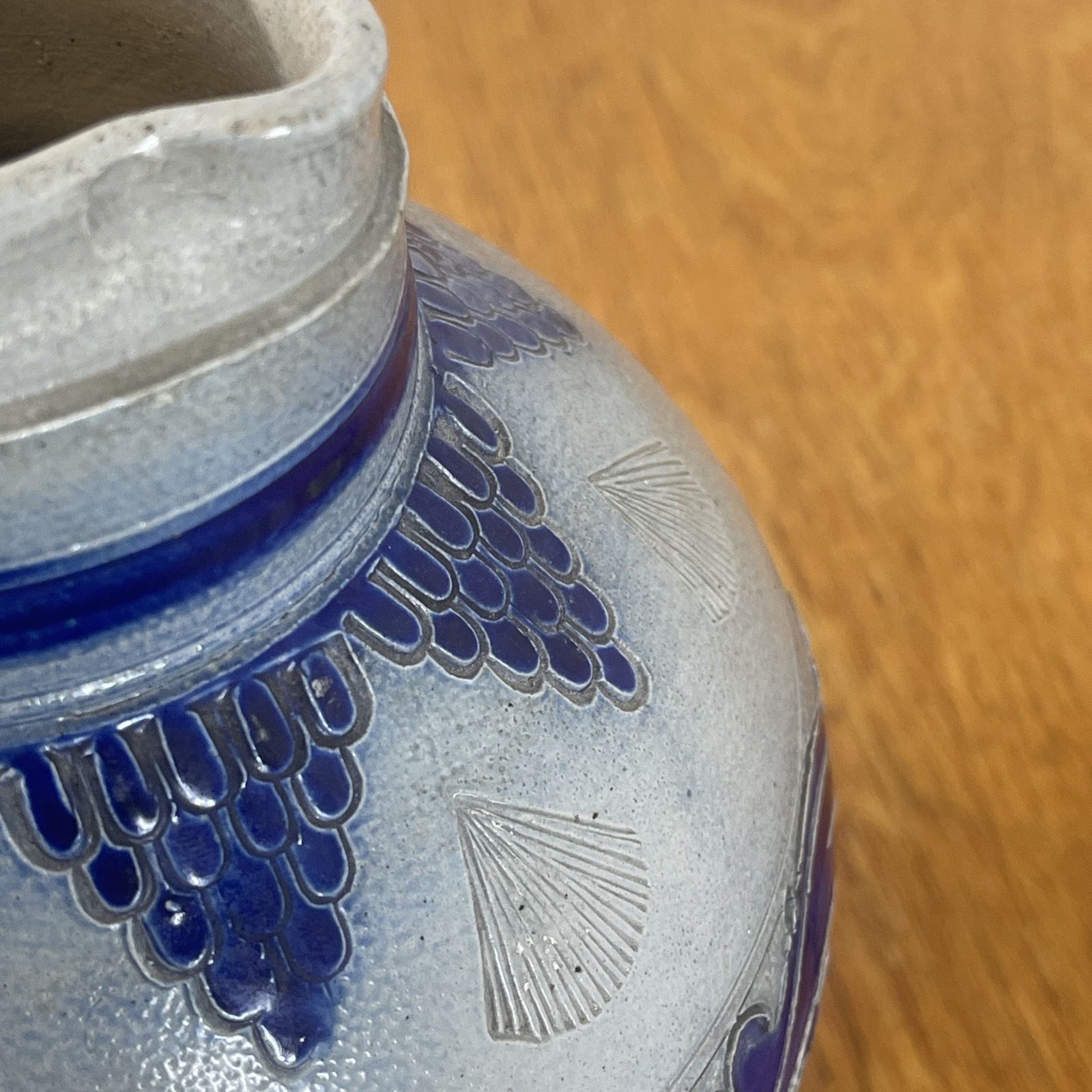 photo buy Antique German Salt Glazed Jug 1 1/2 Pitcher Cobalt Blue 19th Century Stoneware