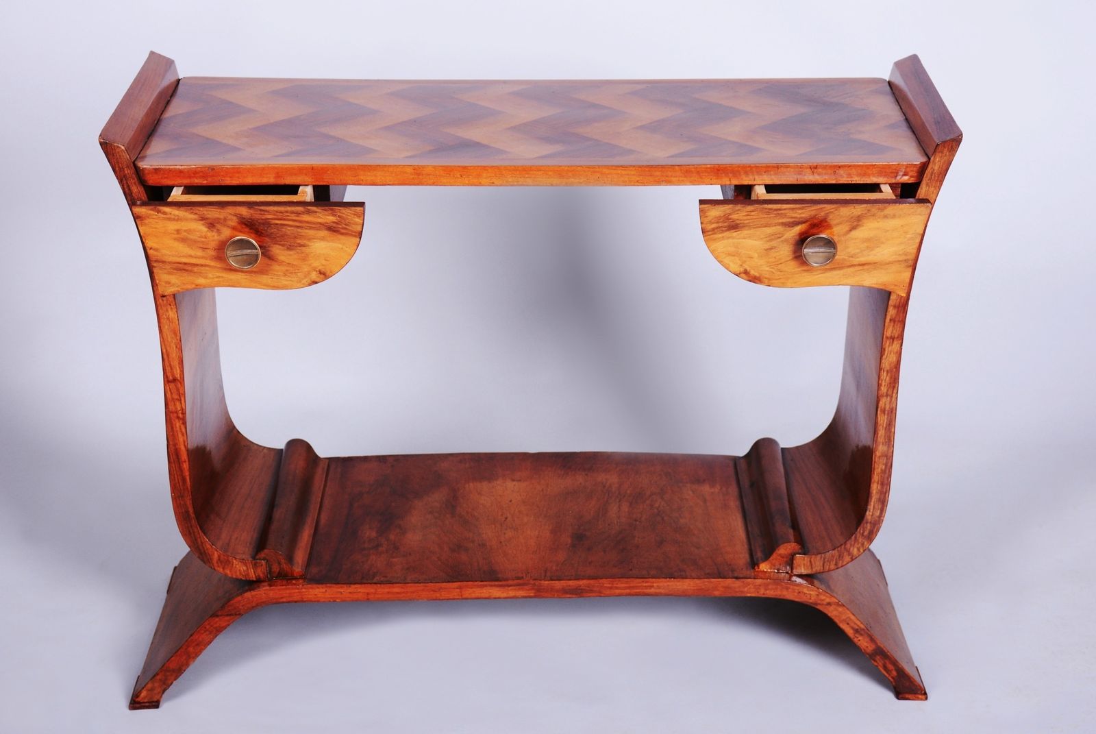 Restored Art Deco Side Table, Walnut, Revived Polish, France, 1920s