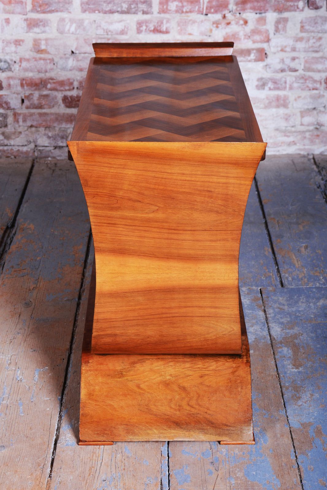 1250.0 Restored Art Deco Side Table, Walnut, Revived Polish, France, 1920s photo