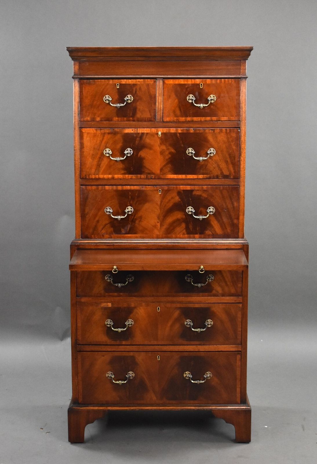Antique Flame Mahogany Chest On Chest photo for sale