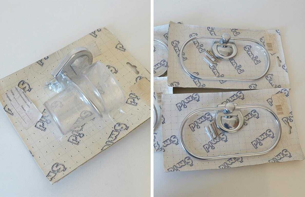 photo for sale Vintage Bathroom Chrome Wall Mount Set / Retro Bathroom Accessories / Nos 1990's / Towel Rack / Soap Dish / Coat Hook / Toothbrush Holder