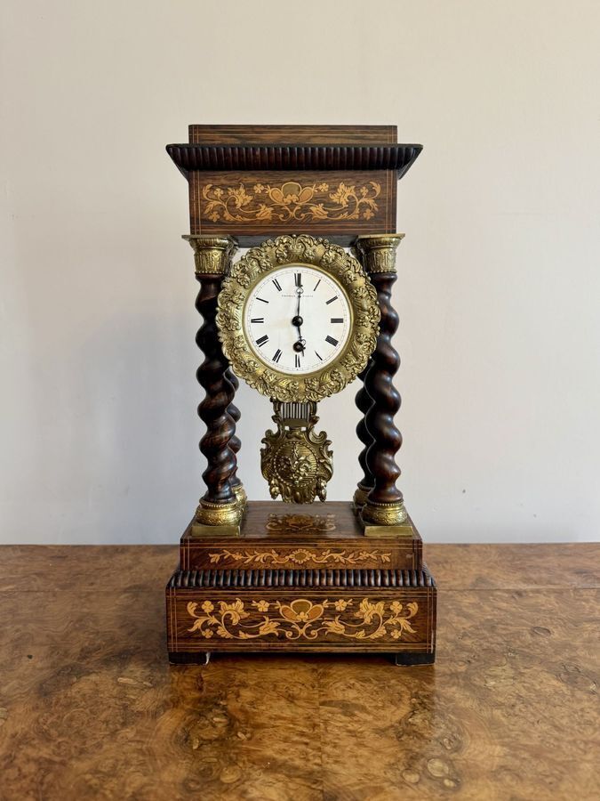 Fine Quality Antique French Portico Timepiece photo vinterior