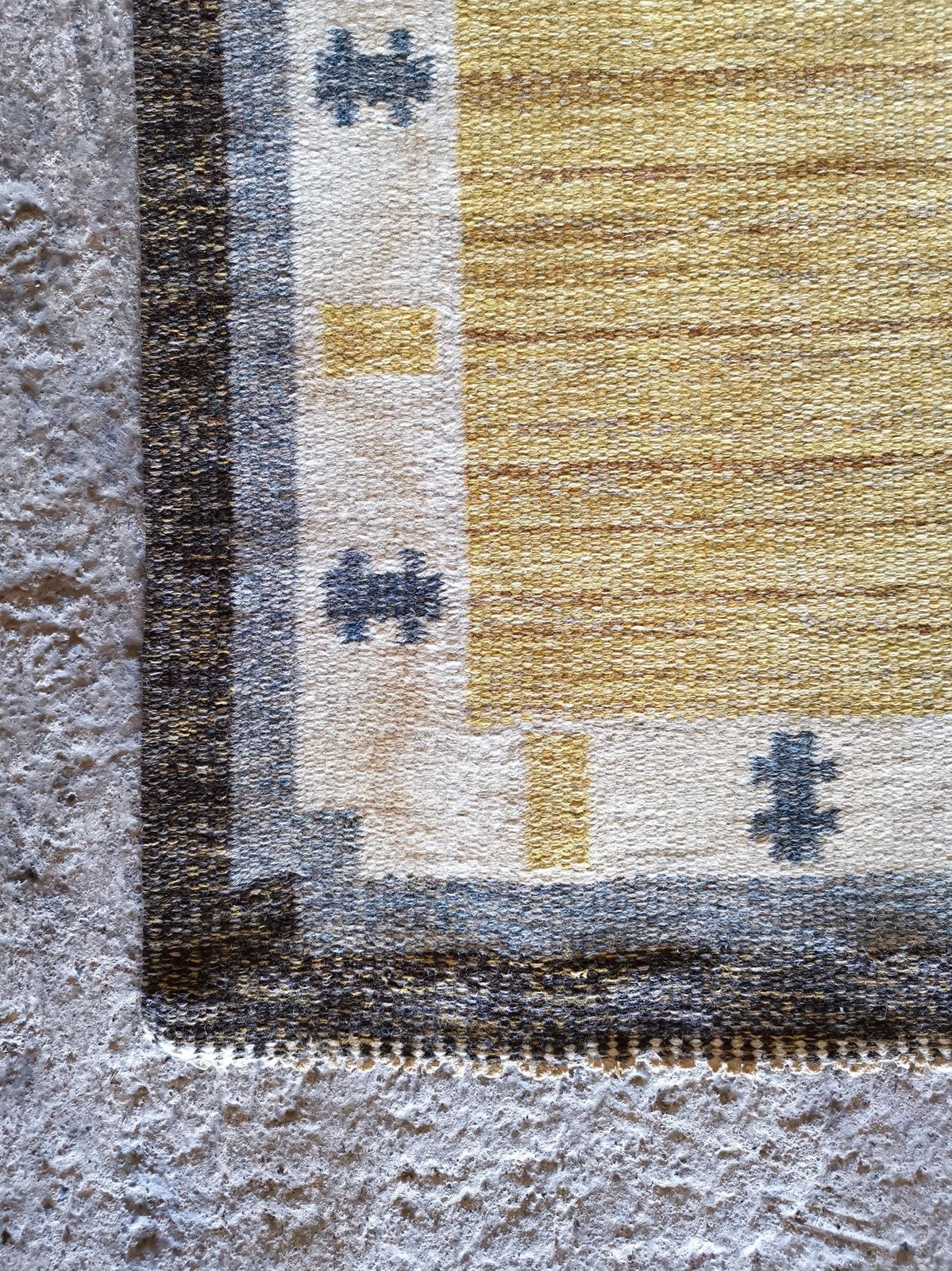 Rare Signed Ingegerd Silow Pure Wool Rölakan Flatweave Rug, Sweden 1950s photo vinterior