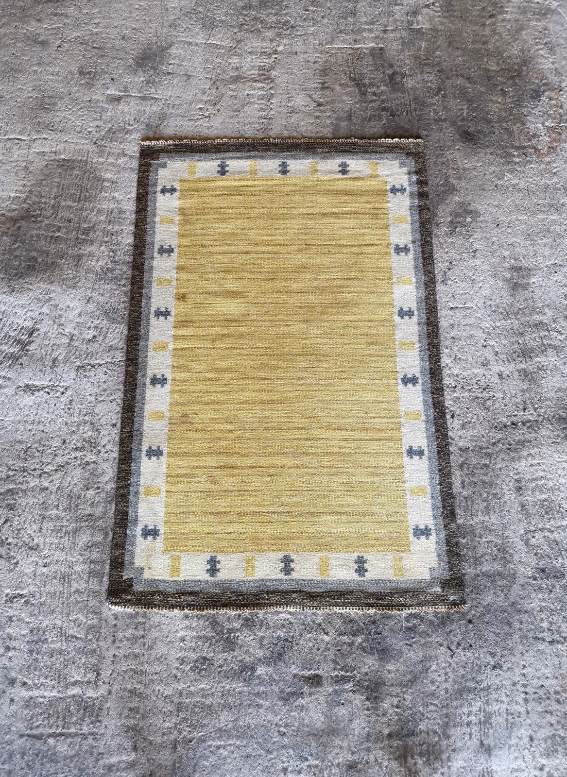 photo vinterior Rare Signed Ingegerd Silow Pure Wool Rölakan Flatweave Rug, Sweden 1950s
