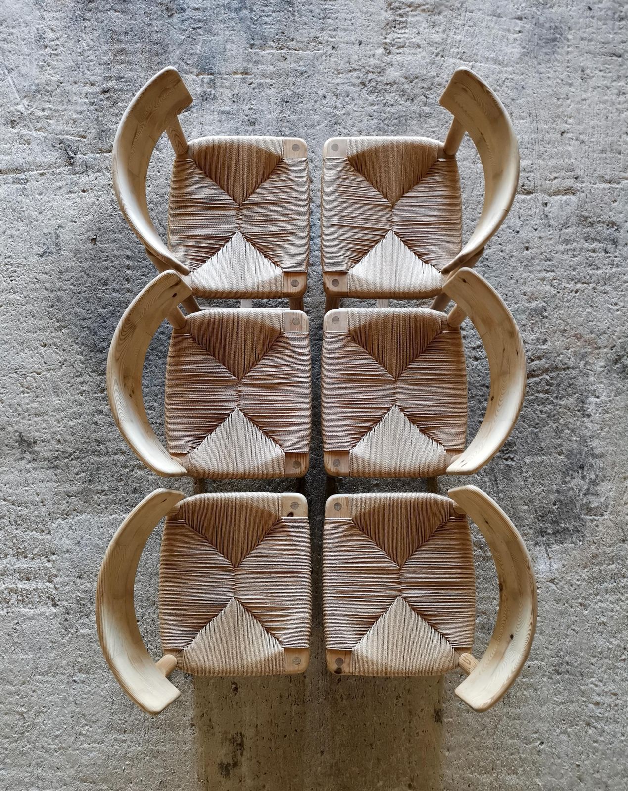 Rare Set Of Six Friis & Moltke Dining Chairs In Solid Oregon Pine. Denmark 1970s photo Furniture