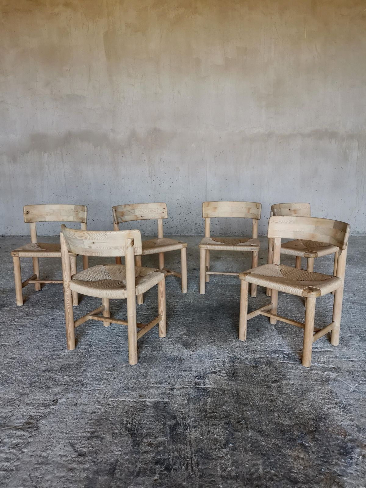 Furniture Rare Set Of Six Friis & Moltke Dining Chairs In Solid Oregon Pine. Denmark 1970s photo