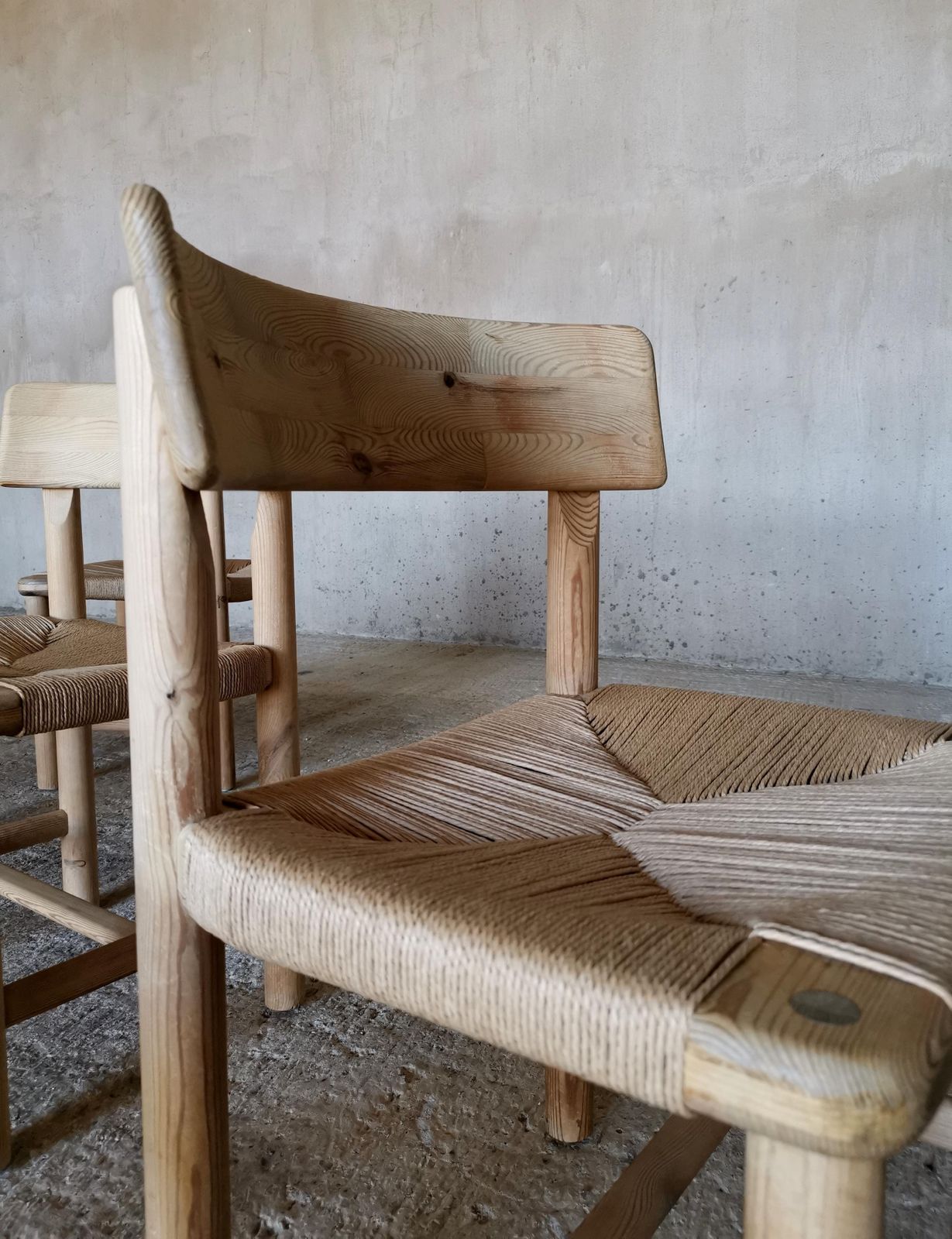 6808.0 Rare Set Of Six Friis & Moltke Dining Chairs In Solid Oregon Pine. Denmark 1970s photo