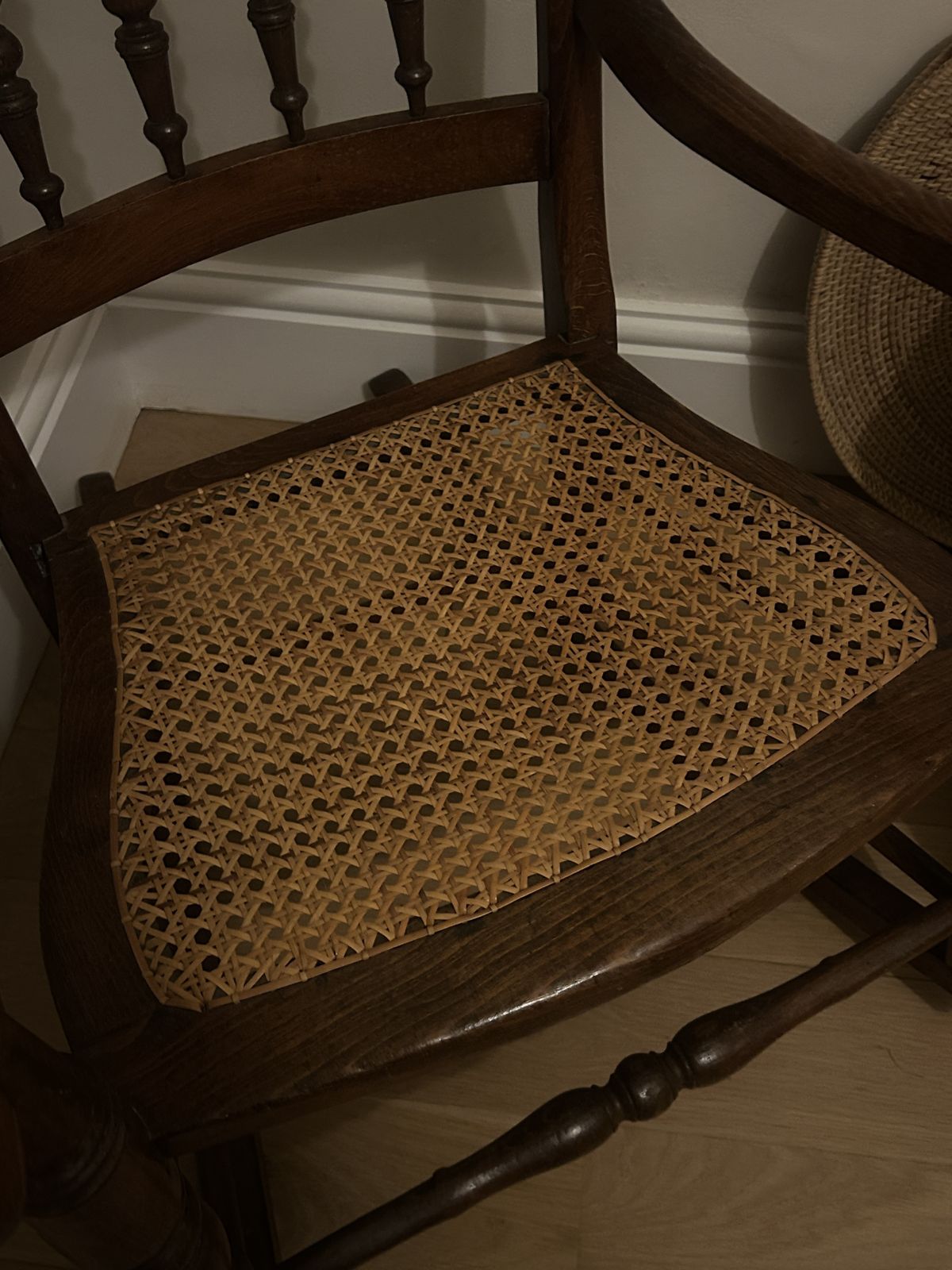 Antique High Back Rocking Chair With Cane Seat photo furniture