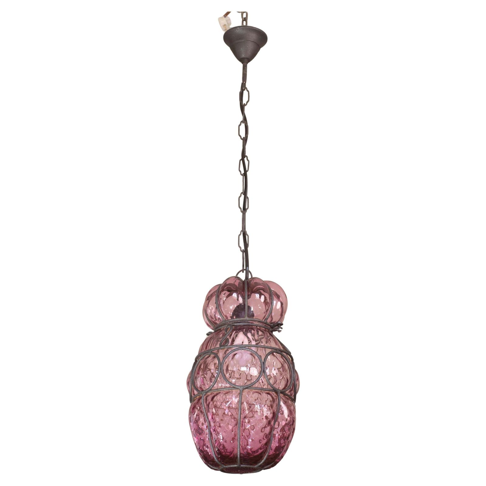 Wonderful Plum Colour Venetian Lantern, Seguso Murano Glass, Italy, 1950s