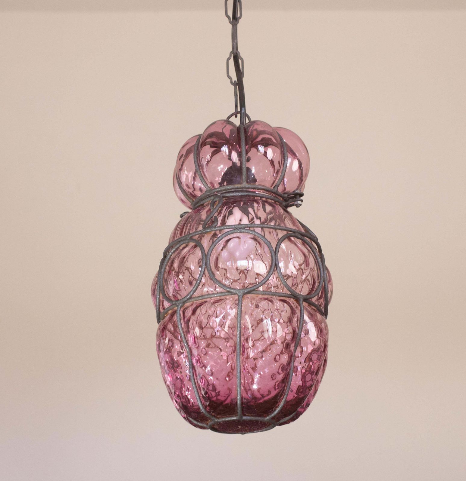 Wonderful Plum Colour Venetian Lantern, Seguso Murano Glass, Italy, 1950s photo Lighting