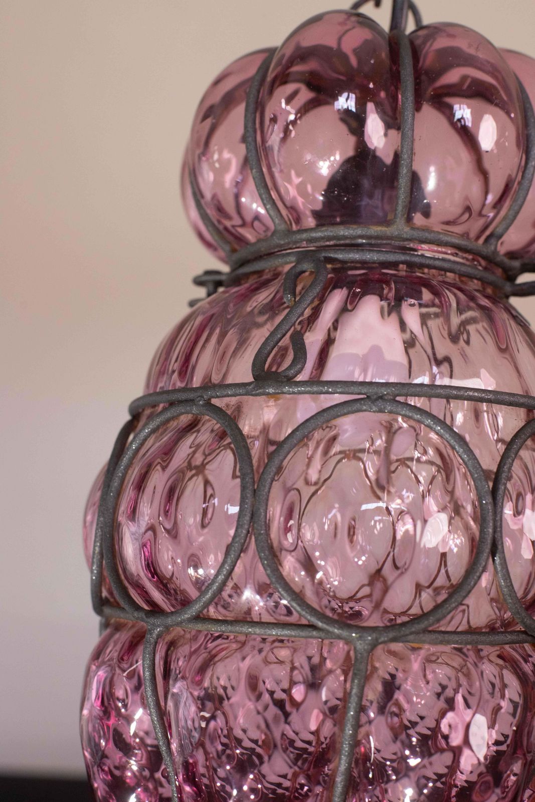 Wonderful Plum Colour Venetian Lantern, Seguso Murano Glass, Italy, 1950s photo vinterior