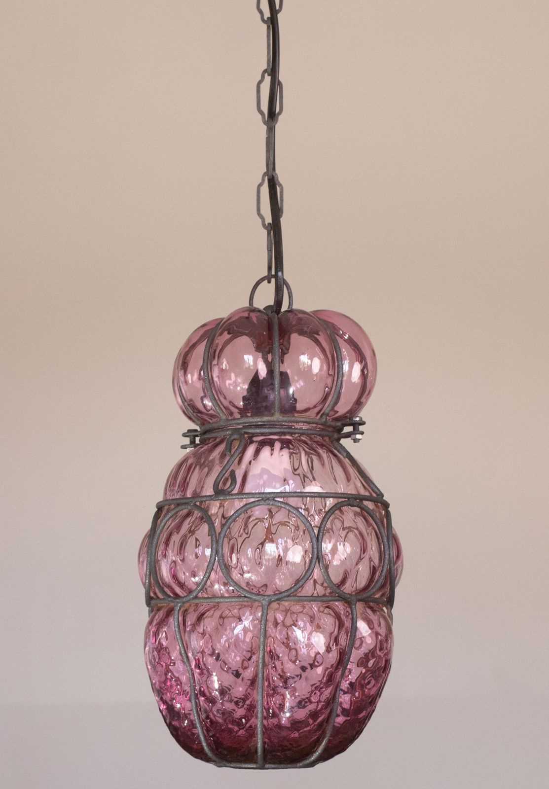 photo for sale Wonderful Plum Colour Venetian Lantern, Seguso Murano Glass, Italy, 1950s