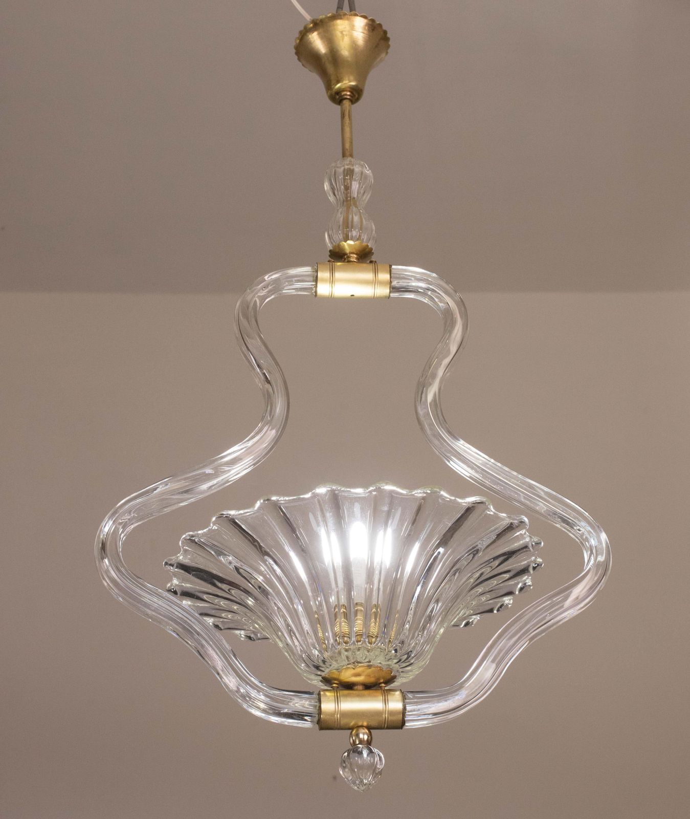 Charming Trasparent Murano Glass Chandelier By Barovier E Toso, 1950s photo vinterior