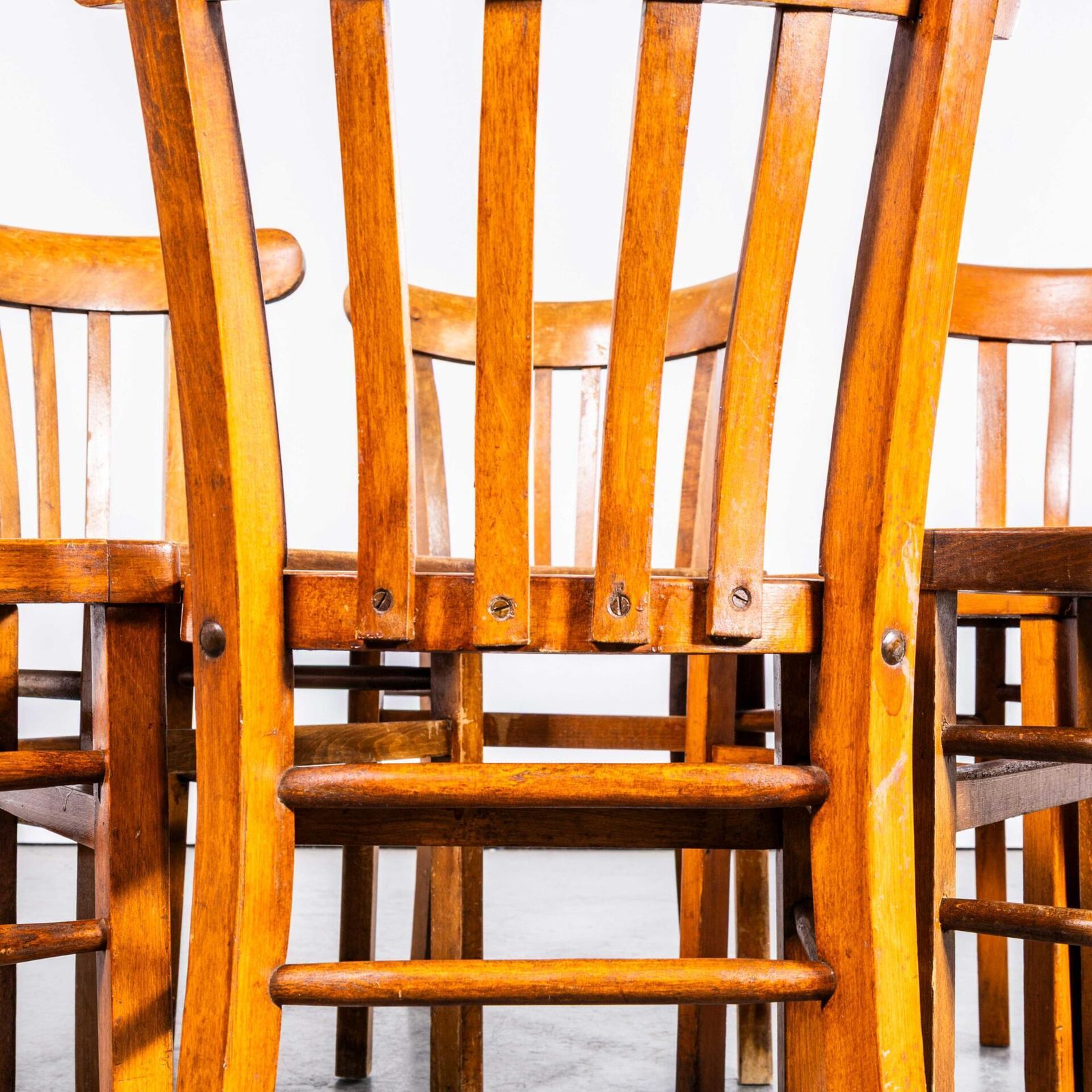 1950’s Luterma Honey Oak Bentwood Farmhouse Dining Chairs – Set Of Six photo for sale