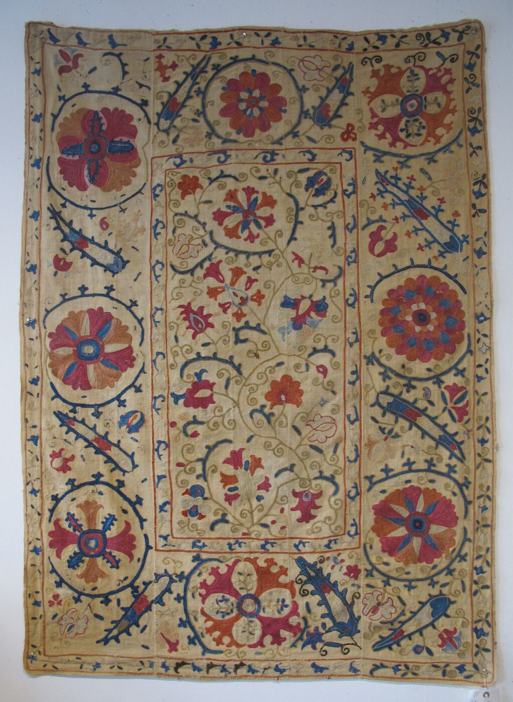 Antique Bokhara Silk Embroidered Suzani, Circa 1860, 1.36m X 0.99m