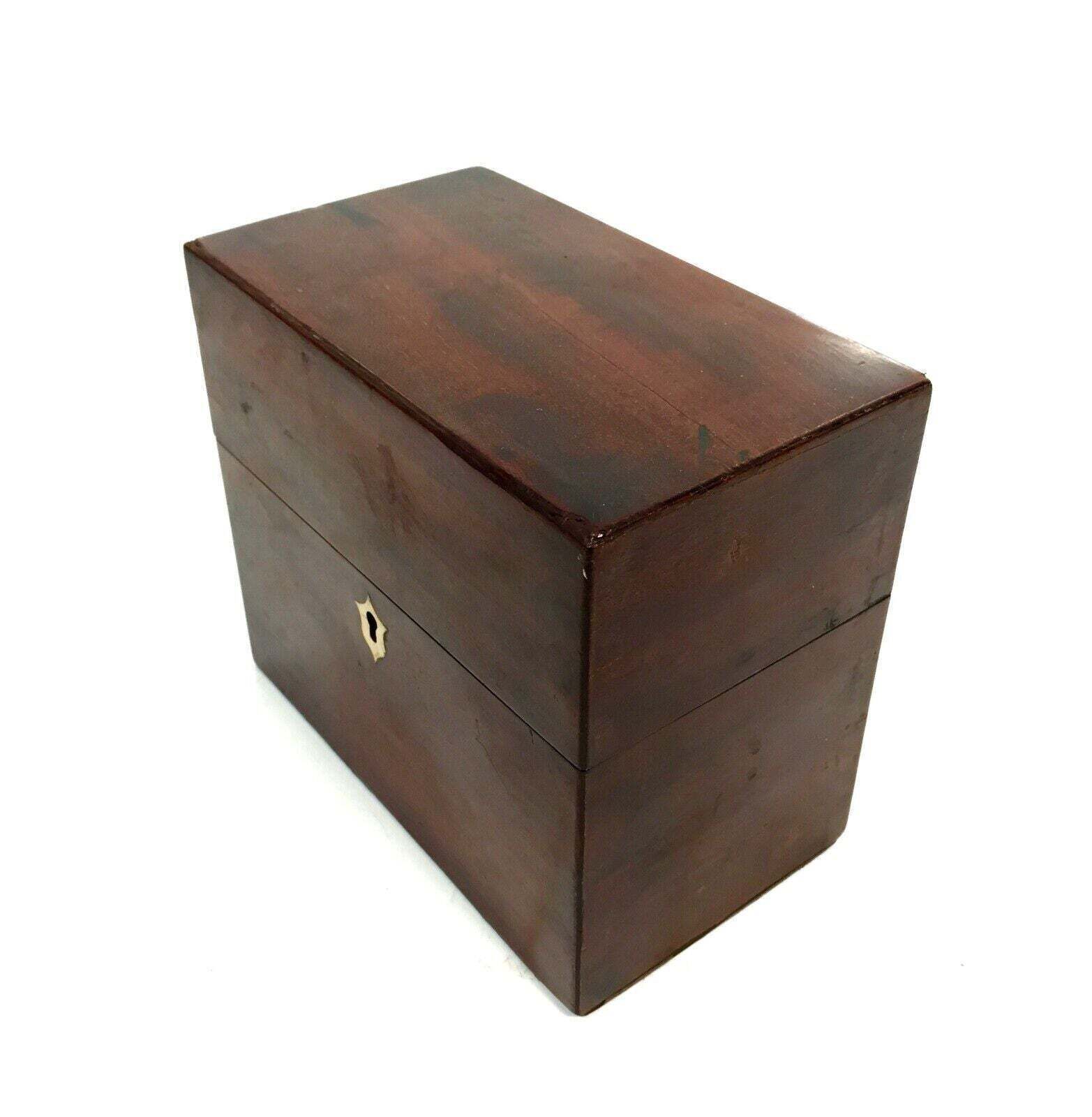 Antique Mahogany Apothecary Box / Cabinet With Glass Medicine Bottles C.1880 photo vintage