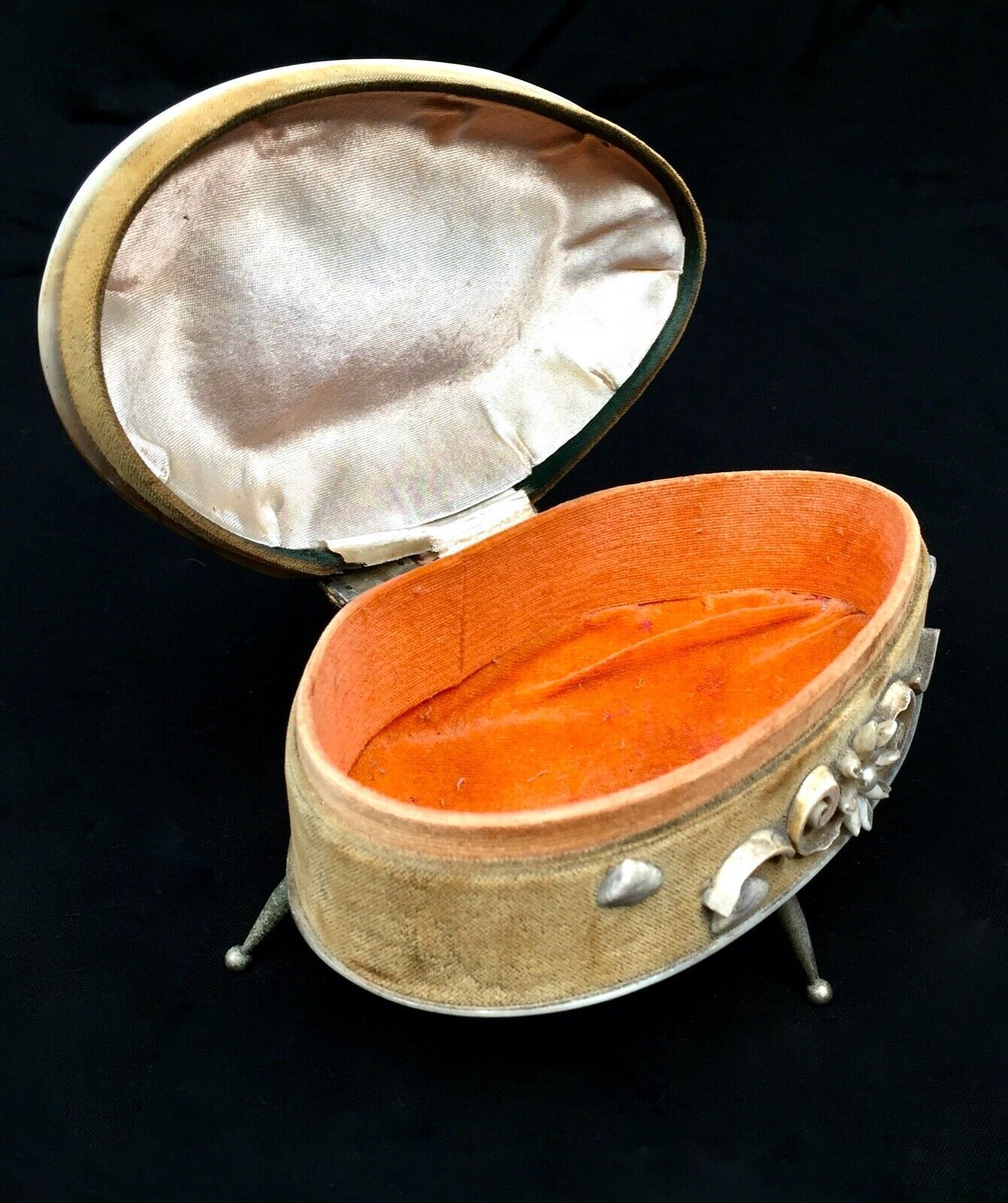 Antique Mother Of Pearl & Shell Work Jewellery Box / Trinket Case / Chest photo vinterior