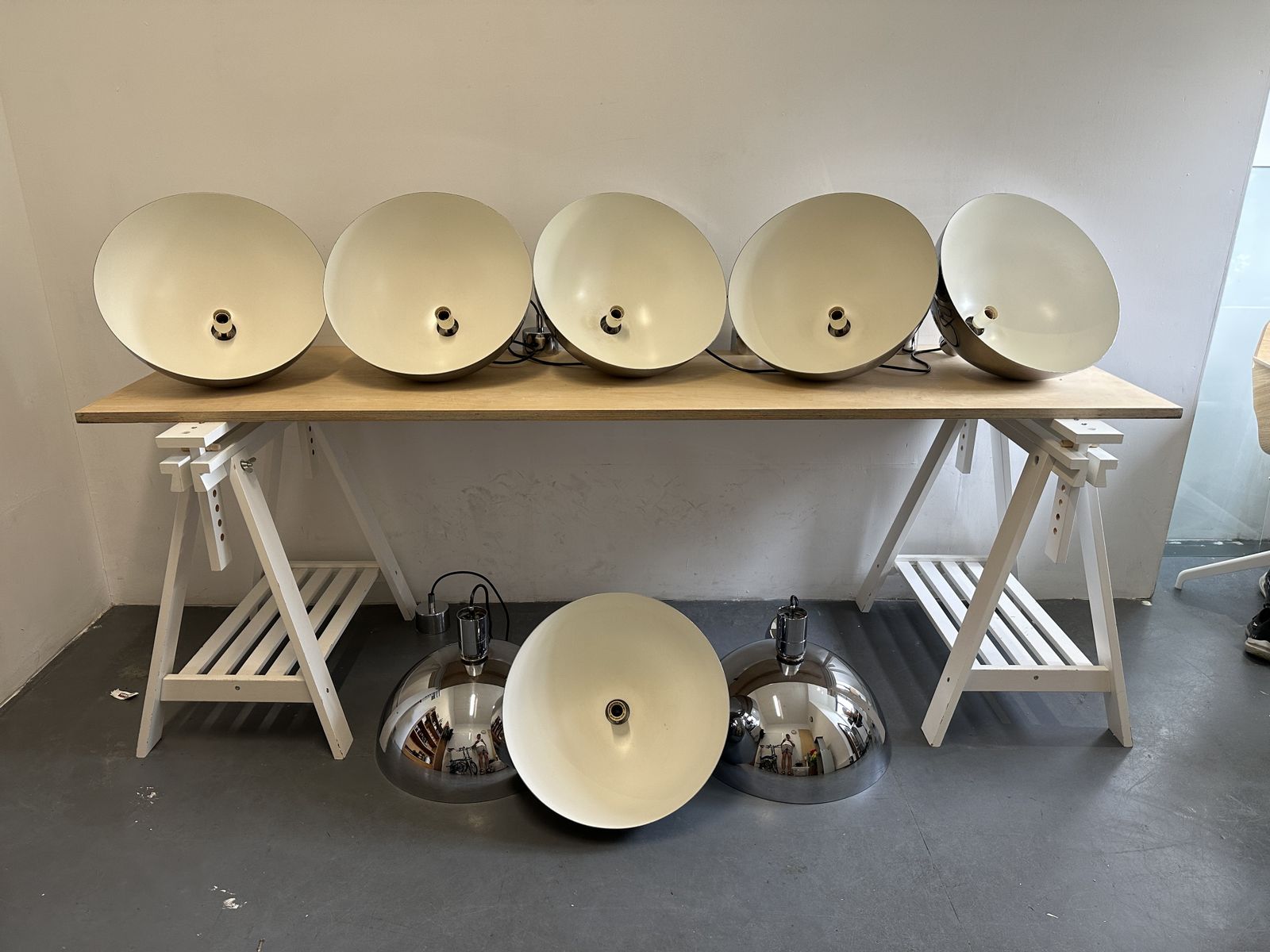 Franco Albini For Sirrah –  Chrome Series Suspension Lamps Sh25 Sh27  1968 photo Lighting