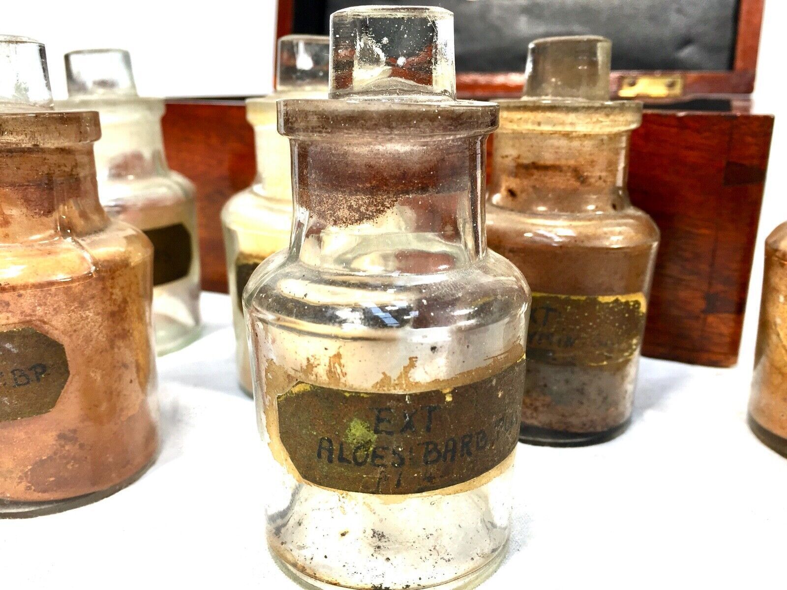 Antique Mahogany Apothecary Box / Cabinet With Glass Bottles By Watson & Wates photo buy
