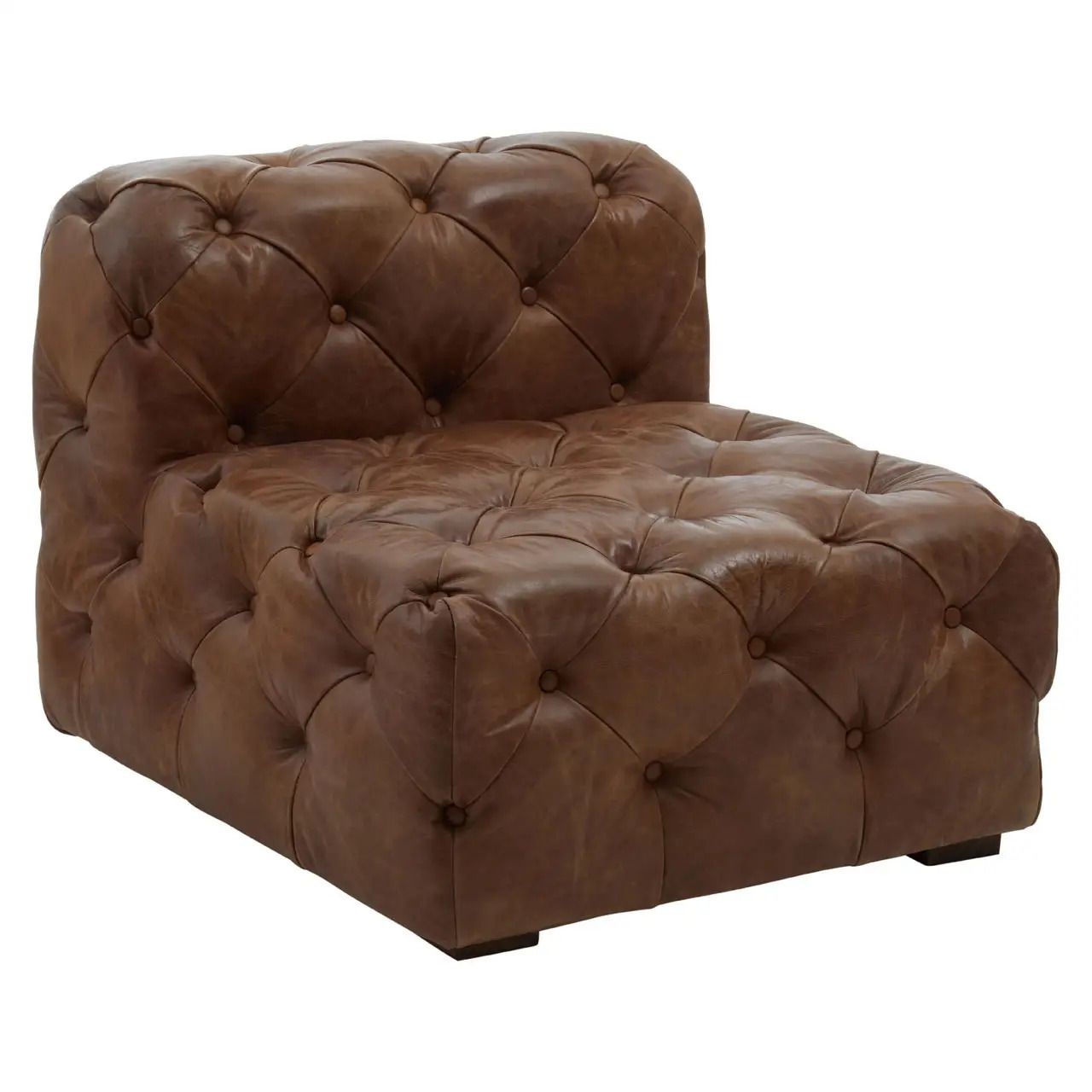 photo vintage Bespoke Modular Sectional Sofa, 13 Seats Total, Mid Century Modern Tufted Chesterfield Adaptation, Tan Aniline Leather