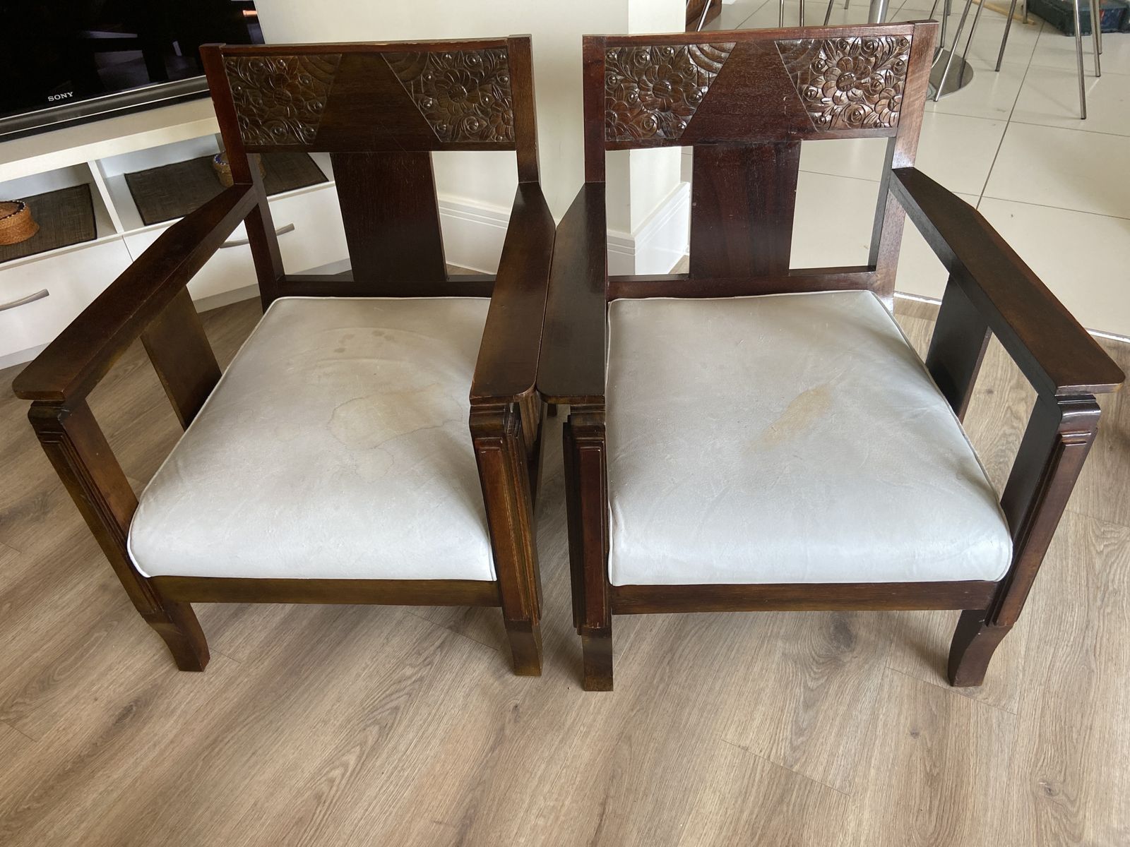 Arts And Crafts, Original, Occasional Chairs, Pair   75.00 Each Chair  {Or Pair For £150)