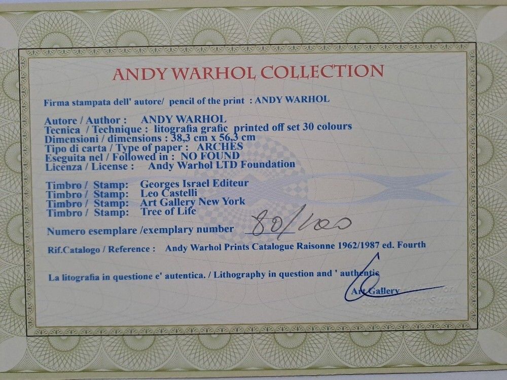Andy Warhol Signed Lithograph Cat Sam Certificate Leo Castelli photo for sale