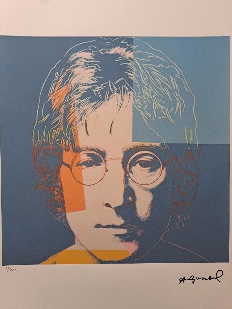Andy Warhol Signed Lithograph John Lennon Certificate Leo Castelli