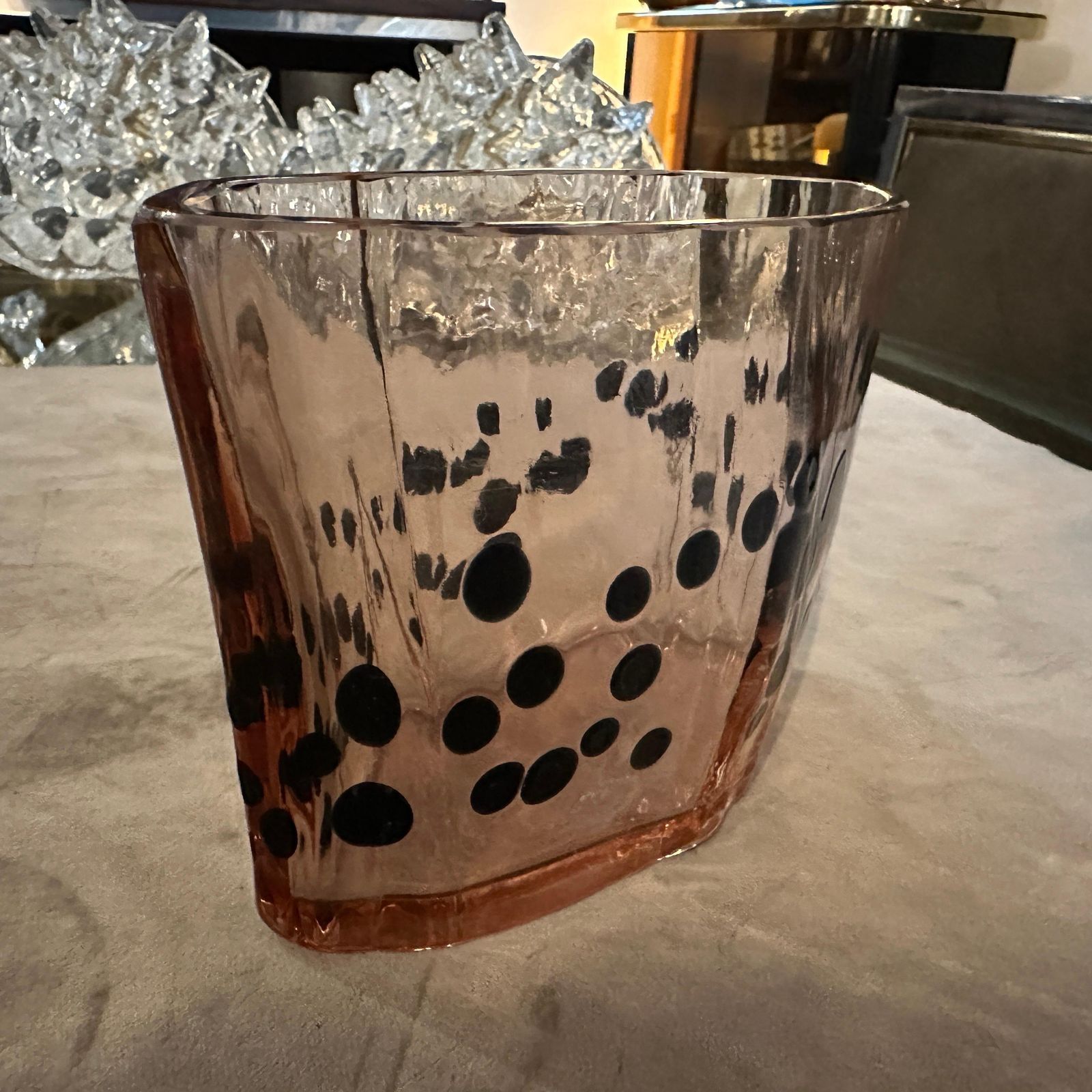 1827.0 1960s Modern Purple And Black Murano Glass Vase By Fulvio Bianconi For Venini photo